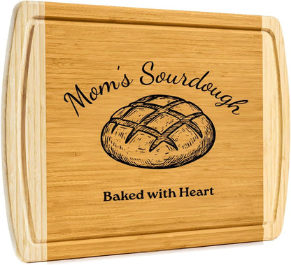 Personalized sourdough cutting board, engraved bamboo bread board gift for bakers, custom bread cutting board