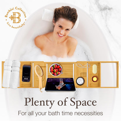 Foldable Bamboo Bathtub Tray