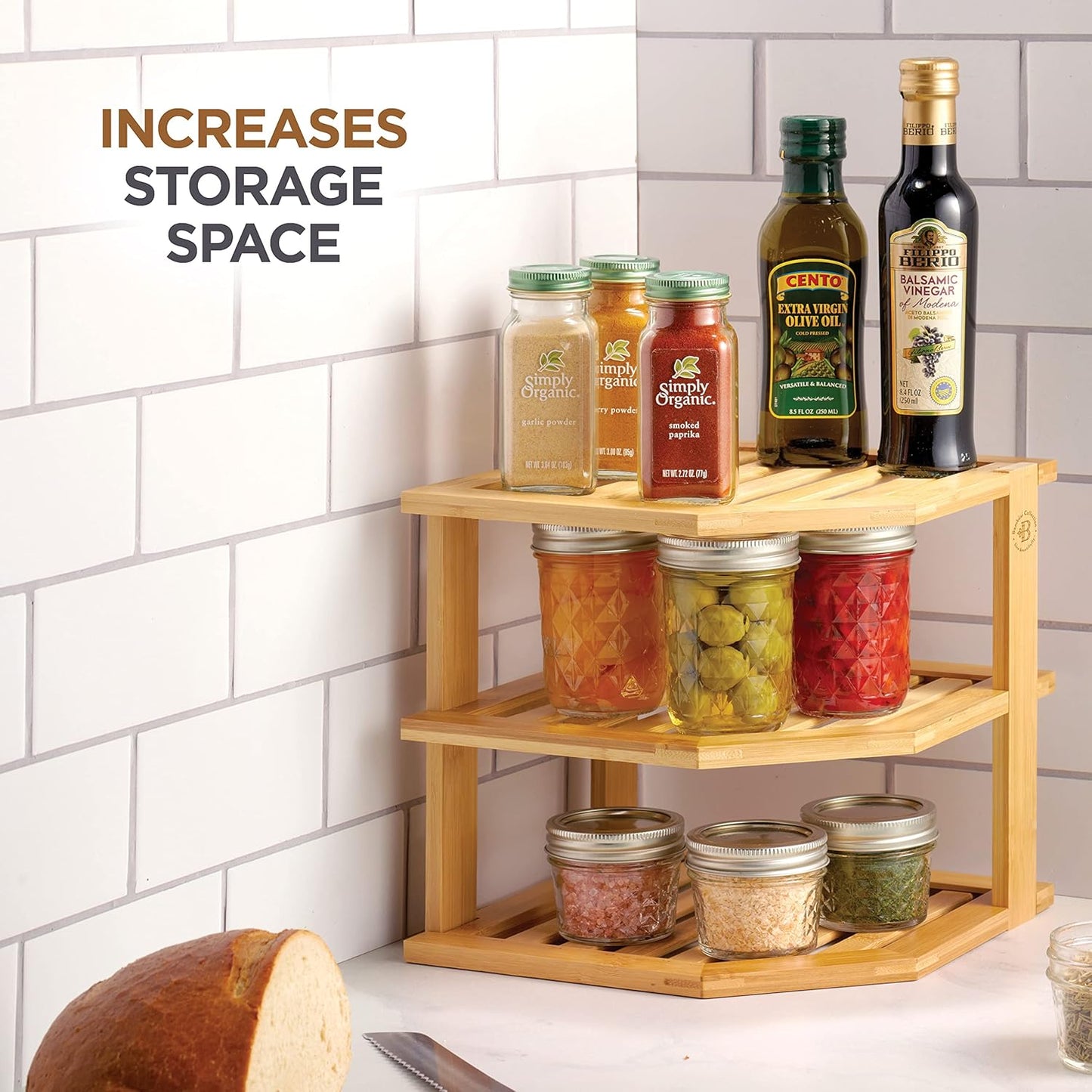 Bamboo Corner Organizer Shelf Rack
