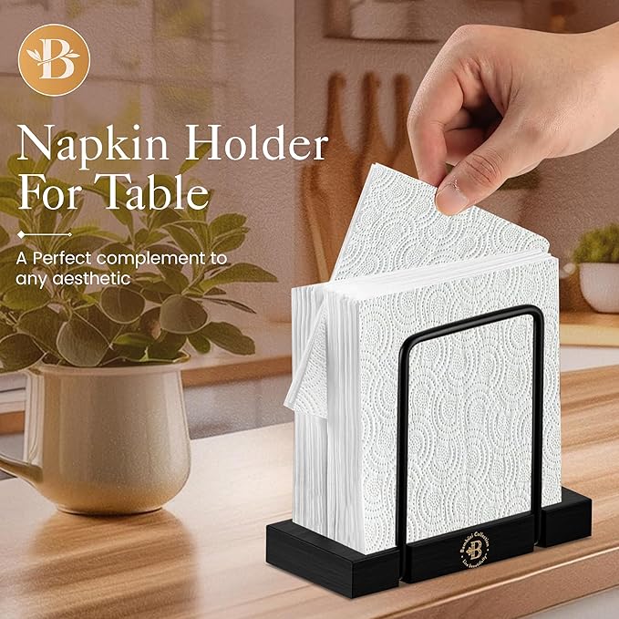Black bamboo napkin holder for table