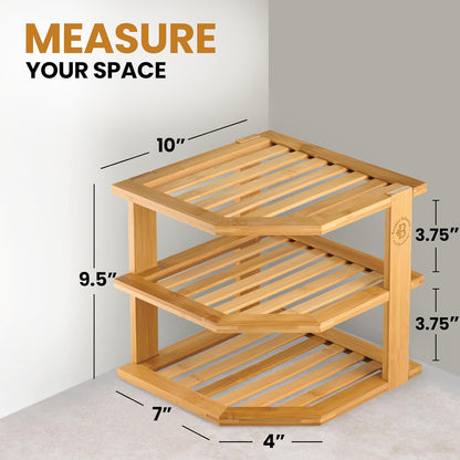 Bamboo Corner Organizer Shelf Rack