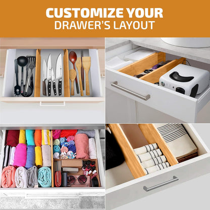6-Pack Bamboo Drawer Dividers 6" Deep