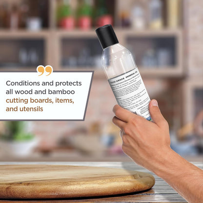 Food Grade Cutting Board Oil  – Premium Mineral Oil for Wood, Bamboo & Butcher Blocks by Bambüsi