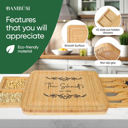 Engraved Bamboo Charcuterie Gift Set