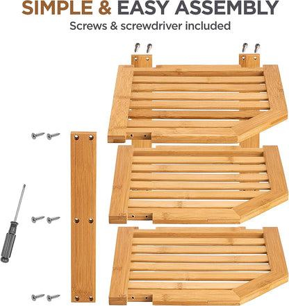 Bamboo Corner Organizer Shelf Rack