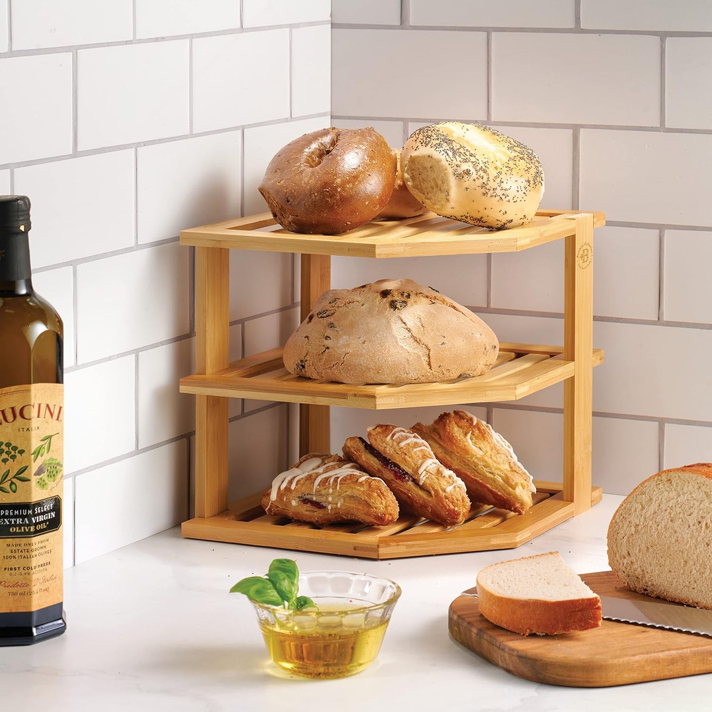Bamboo Corner Organizer Shelf Rack