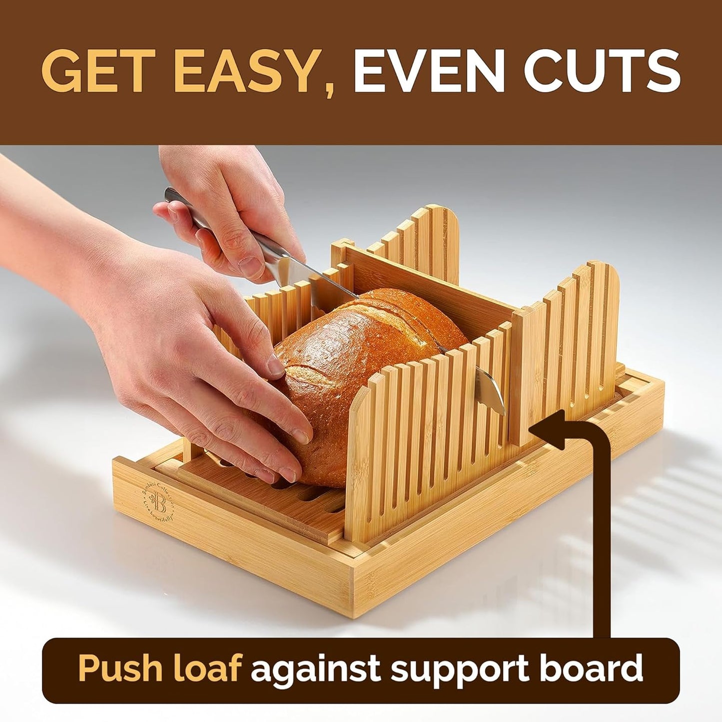 Foldable Bamboo Bread Slicer with Knife