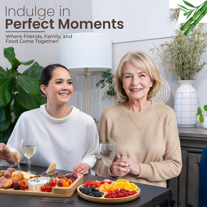 Bamboo Charcuterie Board Gift Set | Large Cheese and Meat Serving Tray for Parties and Special Occasions