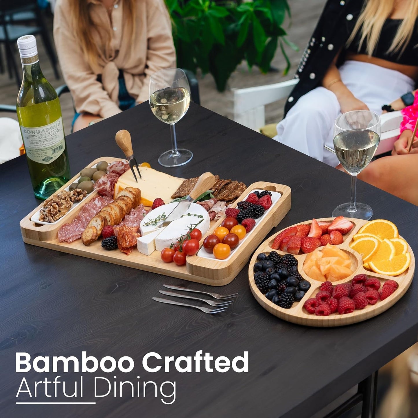 Bamboo Charcuterie Board Gift Set | Large Cheese and Meat Serving Tray for Parties and Special Occasions
