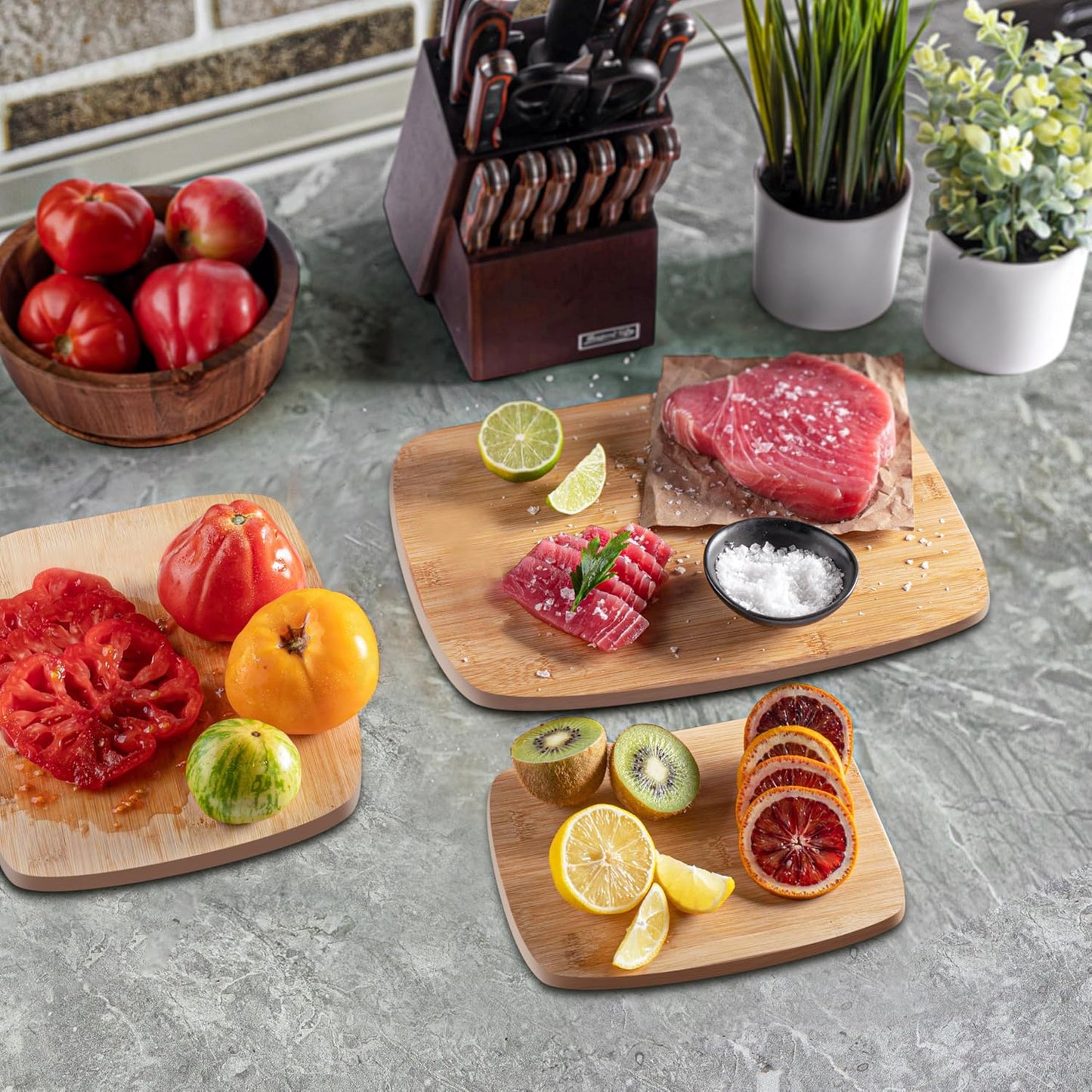 3-Piece Bamboo Cutting Board Set