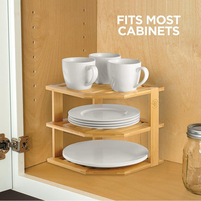 Bamboo Corner Organizer Shelf Rack
