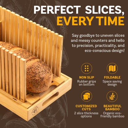 Bamboo Bread Slicer with Crumb Tray
