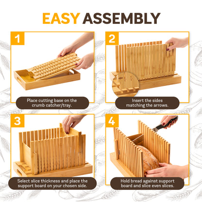 Bamboo Bread Slicer with Crumb Tray