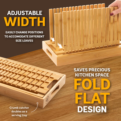 Bamboo Bread Slicer with Crumb Tray