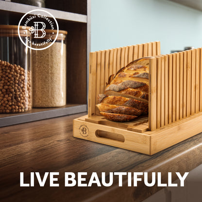 Bamboo Bread Slicer with Crumb Tray