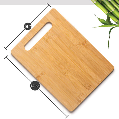 Bamboo Cutting Board with Handle for Kitchen Prep and Serving | Durable Eco Friendly Wooden Chopping Board by Bambüsi