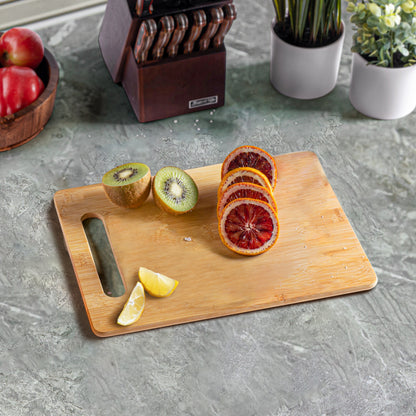 Bamboo Cutting Board with Handle for Kitchen Prep and Serving | Durable Eco Friendly Wooden Chopping Board by Bambüsi