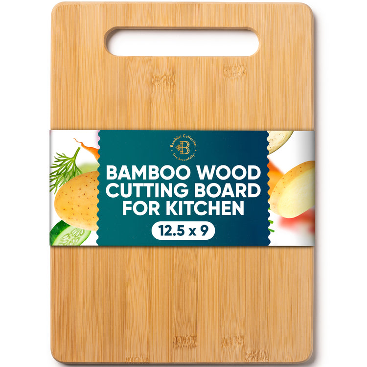 Bamboo Cutting Board with Handle for Kitchen Prep and Serving | Durable Eco Friendly Wooden Chopping Board by Bambüsi