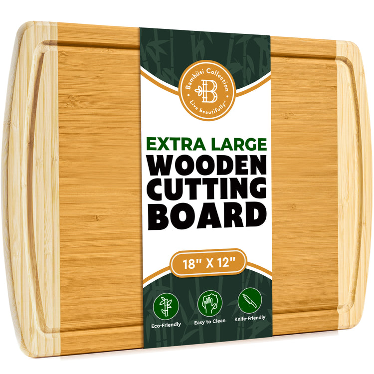 Bamboo Cutting Board with Juice Groove for Kitchen Durable Wooden Chopping Board for Meat Vegetables and Cheese
