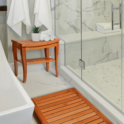 Bamboo Shower Bench with Shelf