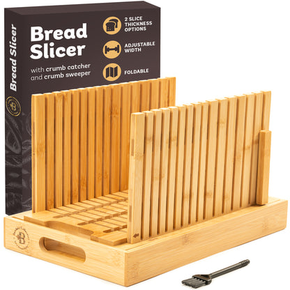 Bamboo Bread Slicer with Crumb Tray