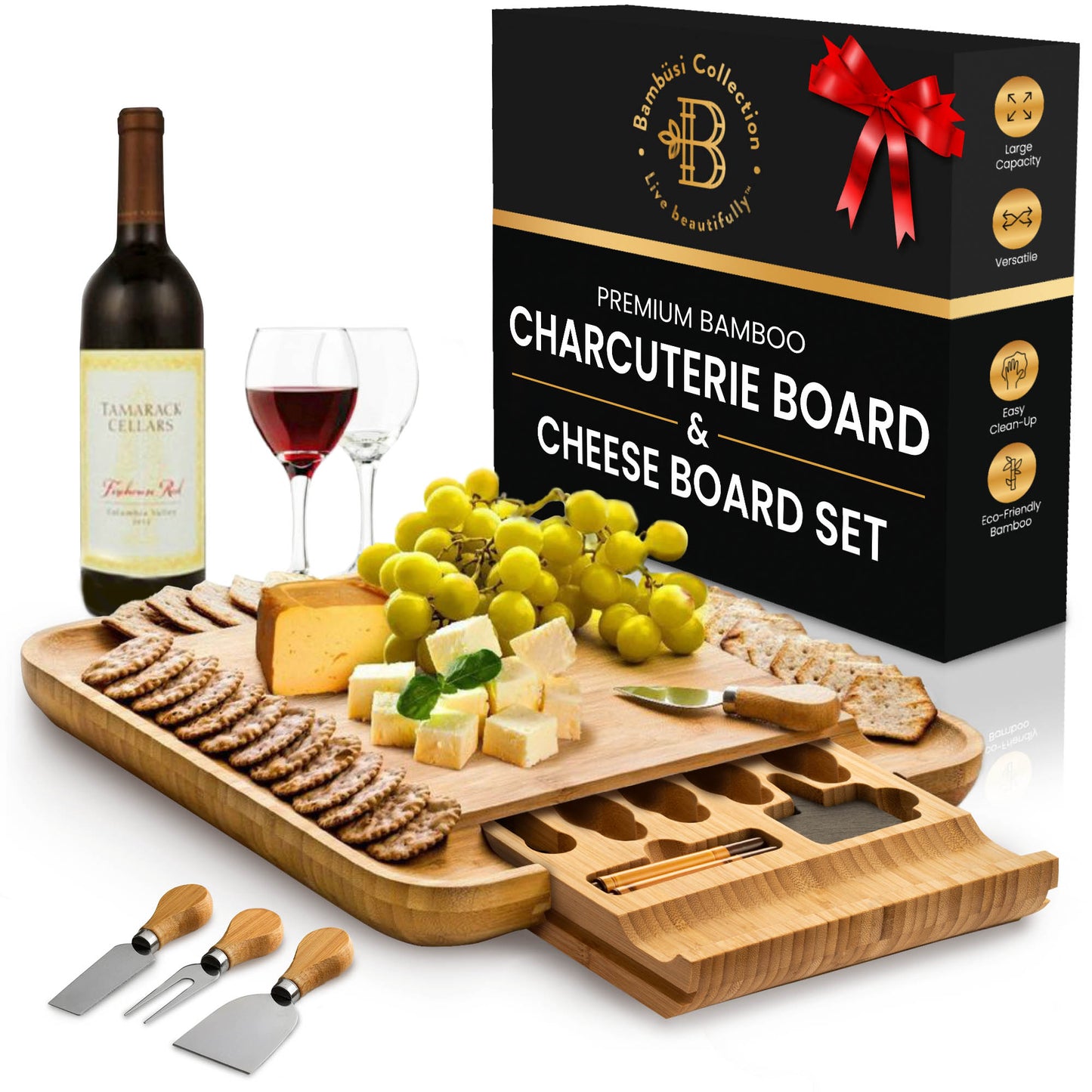 Bamboo Cheese Board Gift Set
