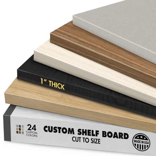 Custom Cabinet Shelves Cut to Size, 1 Inch Melamine Wood Closet Shelf Board | Heavy Duty Shelving Cut to Order, Up to 108 x 36 In, Replacement Shelves for Cabinets, Kitchen, Bookcase, 24 Colors, USA Made