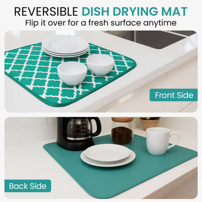 Microfiber Dish Drying Mat for Dishes, Pots & Pans, Reversible