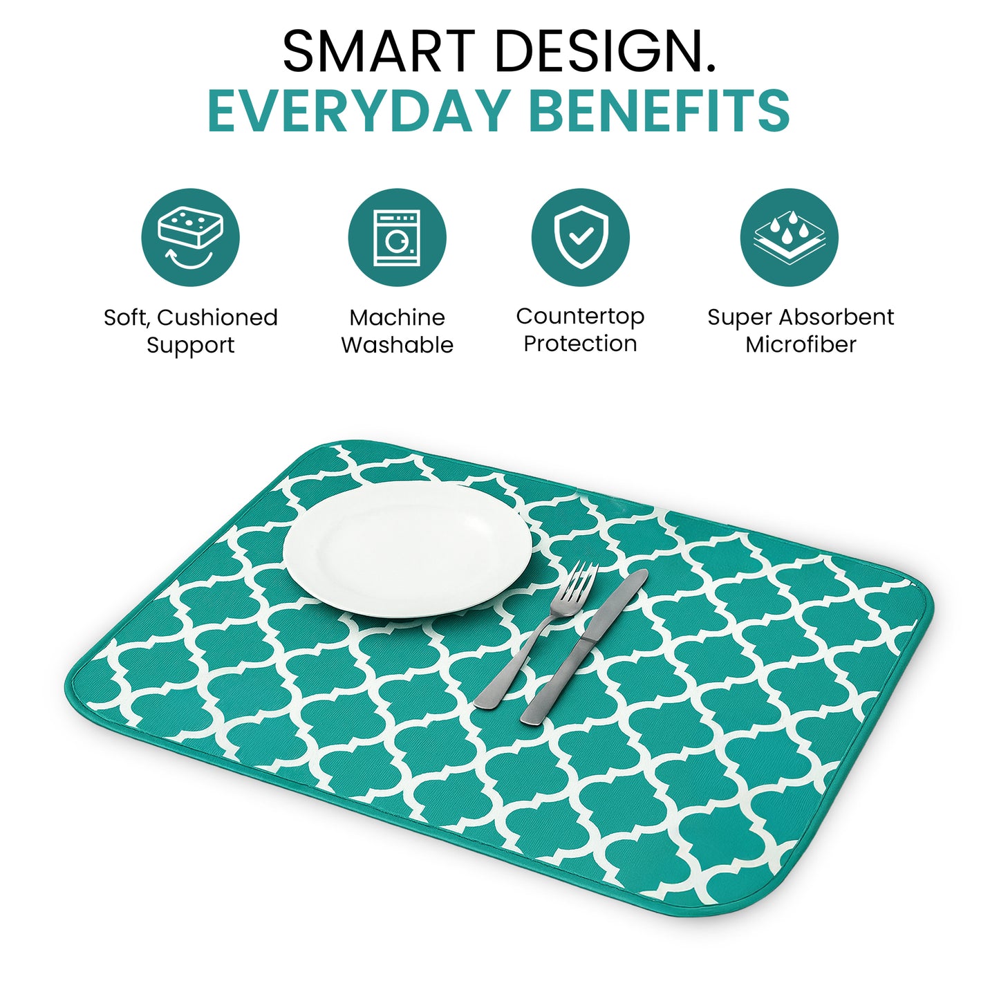 Microfiber Dish Drying Mat for Dishes, Pots & Pans, Reversible