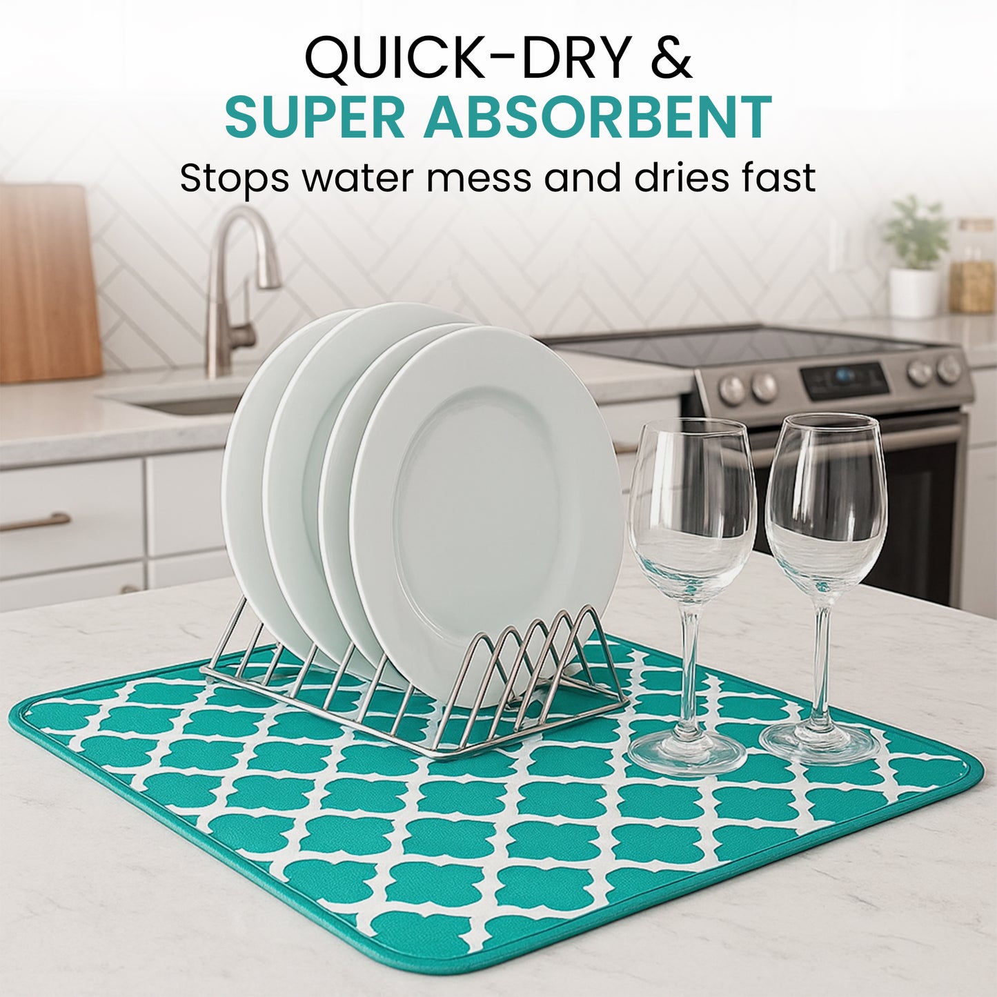 Microfiber Dish Drying Mat for Dishes, Pots & Pans, Reversible