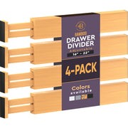 Bamboo drawer dividers 4 pack adjustable 16 to 22 inches