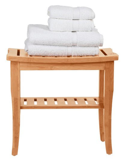 Bamboo Shower Bench with Shelf
