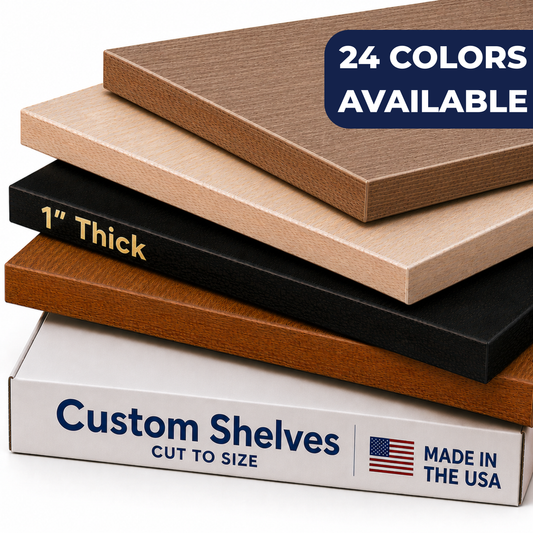 Custom Cabinet Shelves Cut to Size, 1 Inch Melamine Wood Closet Shelf Board | Heavy Duty Shelving Cut to Order, Up to 108 x 36 In, Replacement Shelves for Cabinets, Kitchen, Bookcase, 24 Colors, USA Made
