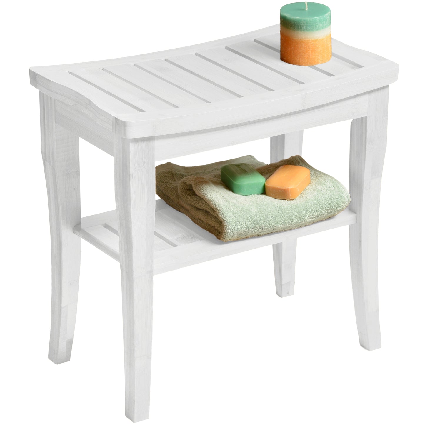 Bamboo Shower Bench with Shelf