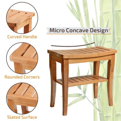 Bamboo Shower Bench with Shelf