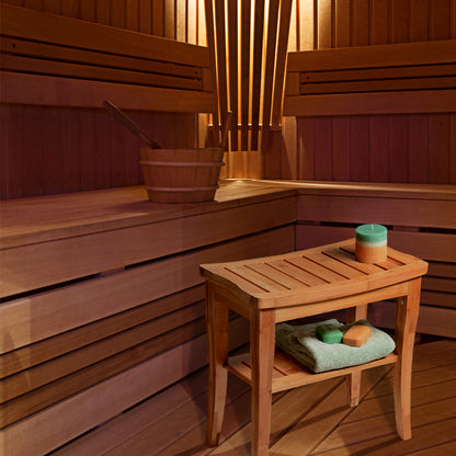 Bamboo Shower Bench with Shelf