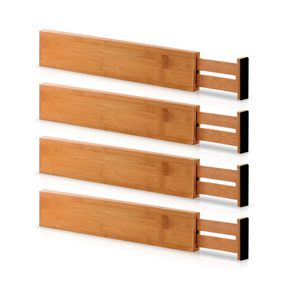 Adjustable Bamboo Drawer Dividers – 4 Pack