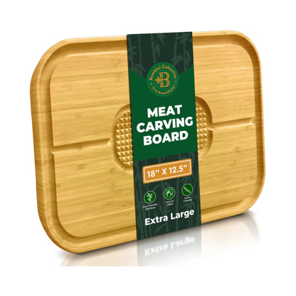 Bamboo Meat Carving Board with Spikes & Juice Groove