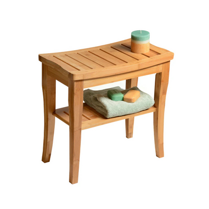 Bamboo Shower Bench with Shelf