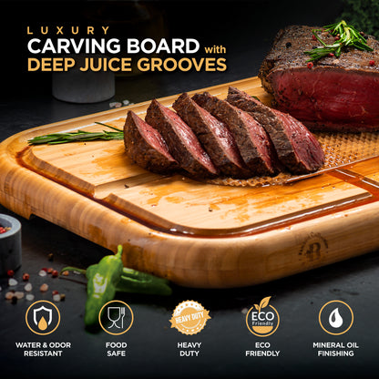 Bamboo Meat Carving Board with Spikes & Juice Groove