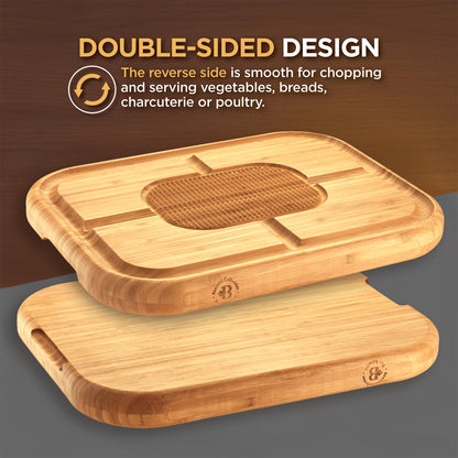 Bamboo Meat Carving Board with Spikes & Juice Groove