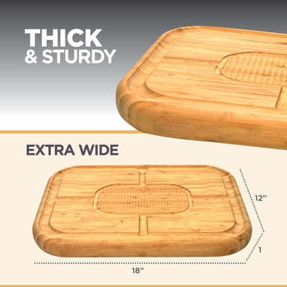 Bamboo Meat Carving Board with Spikes & Juice Groove