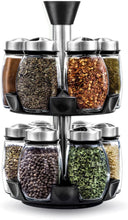 Load image into Gallery viewer, Spice Jar Rack -12 Durable Glass Jars in Sleek &amp; Attractive Carousel

