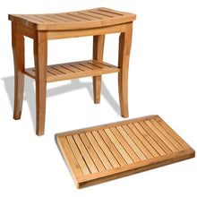 Load image into Gallery viewer, Bamboo Shower Seat Bench &amp; Bathroom Floor Mat
