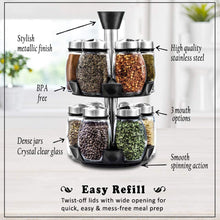 Load image into Gallery viewer, Spice Jar Rack -12 Durable Glass Jars in Sleek &amp; Attractive Carousel
