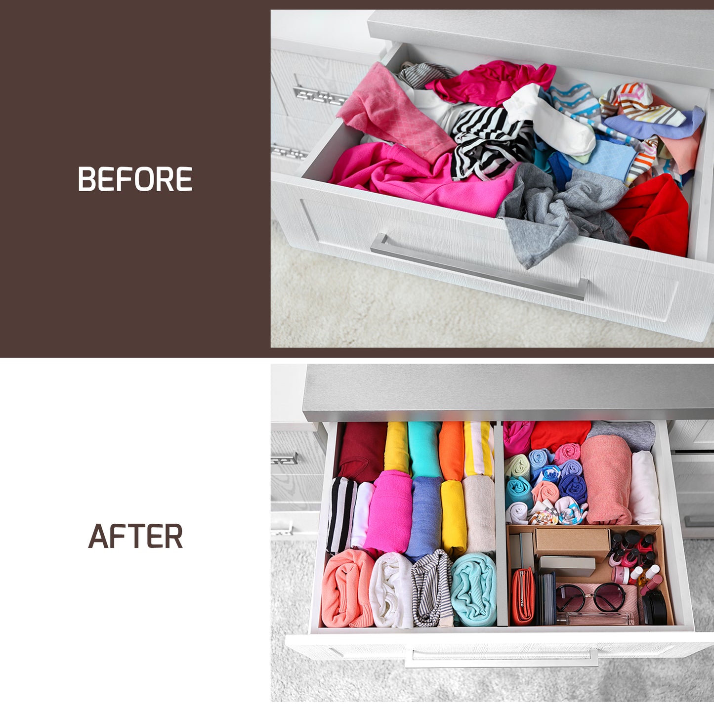 Adjustable Bamboo Drawer Organizer (Gray)