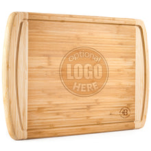 Load image into Gallery viewer, Personalized Upscale Two-Toned Bamboo Cutting Board with Custom Engraving
