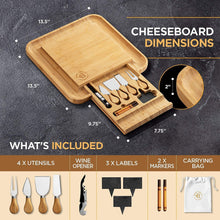 Load image into Gallery viewer, Bamboo Cheese Board / Charcuterie Board &amp; Knife Set
