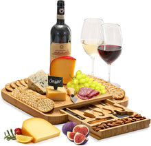 Load image into Gallery viewer, #1 Bamboo Cheese/Charcuterie Board &amp; Knife Set for Hosting

