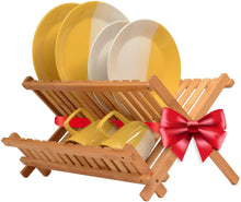 Load image into Gallery viewer, Bamboo Collapsible Dish Rack
